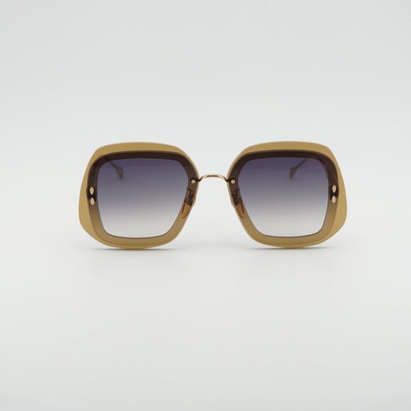 Isabel Marant IM 0047/S 0DYG 9O Sunglasses Yellow Geometric Frame, Smoke Lenses main image 4